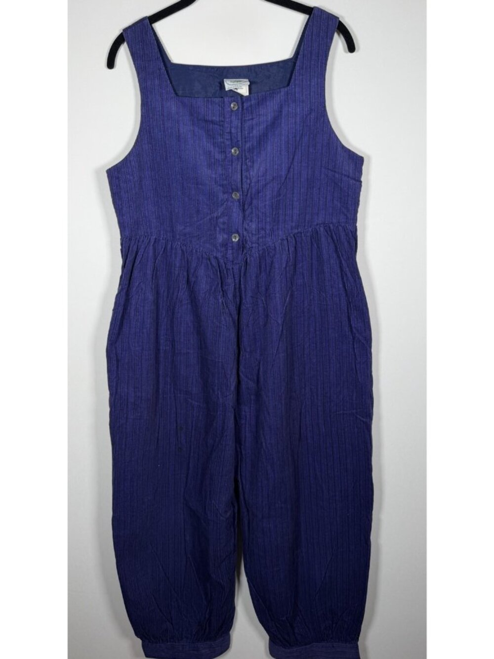 Vintage 80s Laura Ashley purple striped corduroy pleated jumpsuit M preppy indie